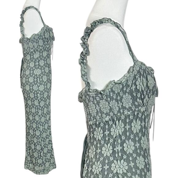 Free People Ethereal Dainty Romantic Lucinda Lace Midi Dress Lilypad Jade Medium - Picture 7 of 13